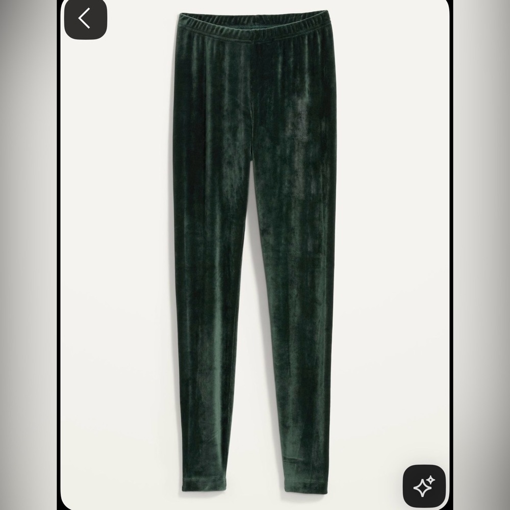 Like new old navy green velvet leggings large